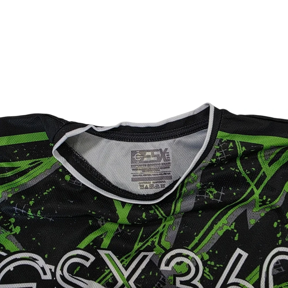 ESX360‎ Pullover Shirt Boys Black Green 10-12 Short Sleeve Graphic Print Gaming